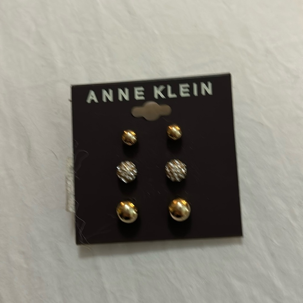 NWT Anne Klein 3 pair gold-tone earrings.